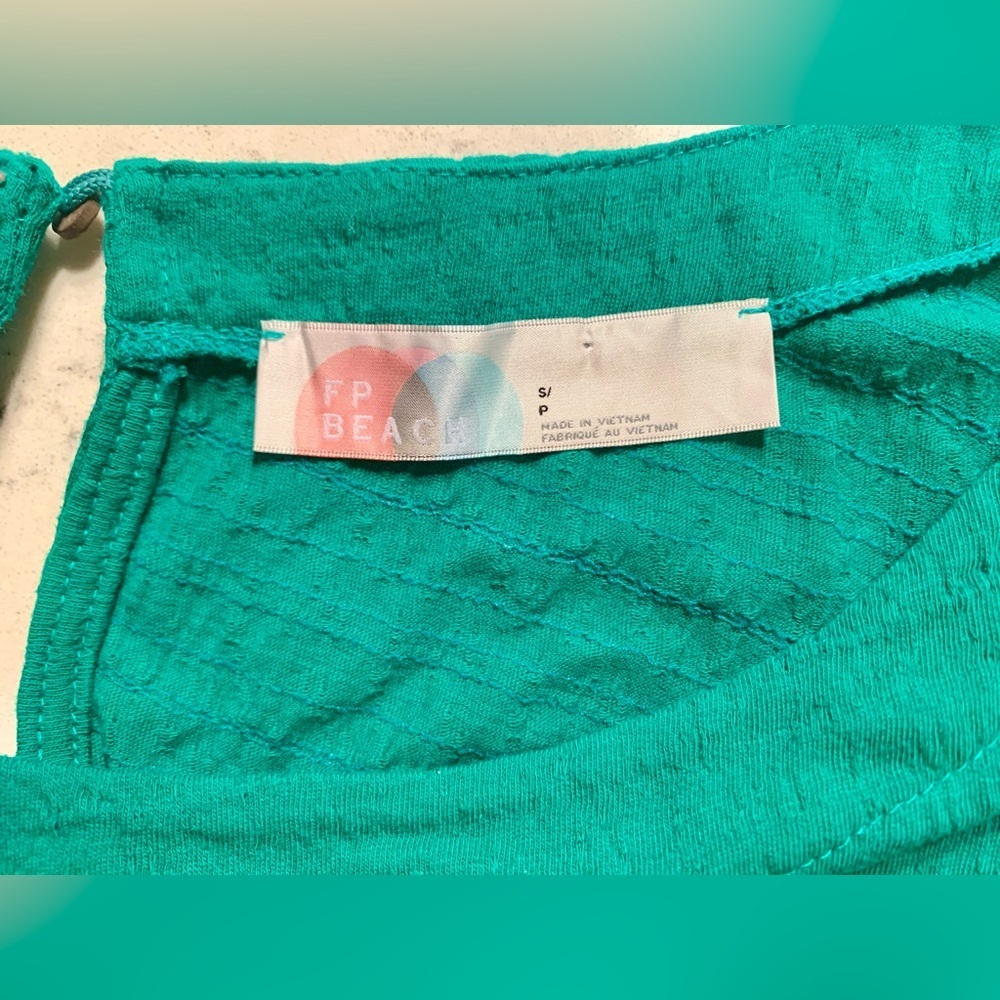 EUC Free People Beach Get Obsessed Babydoll Mini Dress Emerald Waters S - Picture 10 of 11